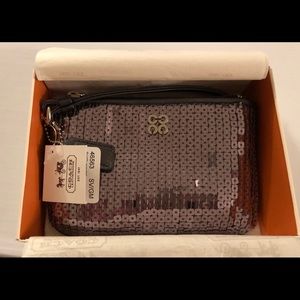 Coach Gunmetal Sequin Wristlet.